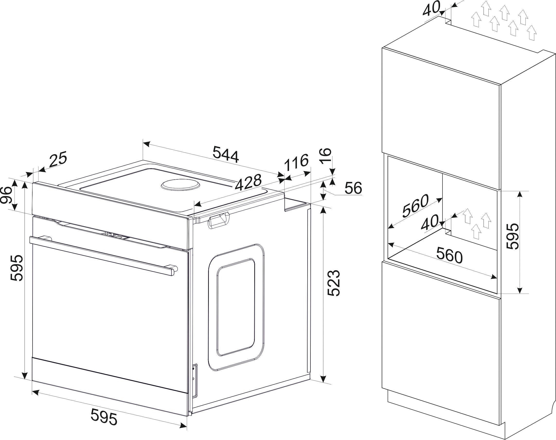 Thumbnail - Mican Backofenset, Schwarz, Metall, Glas, A+, 59.2x52.2x4.4 cm, Kindersicherung, Elektronikuhr, Restwärmeanzeige je Koch...