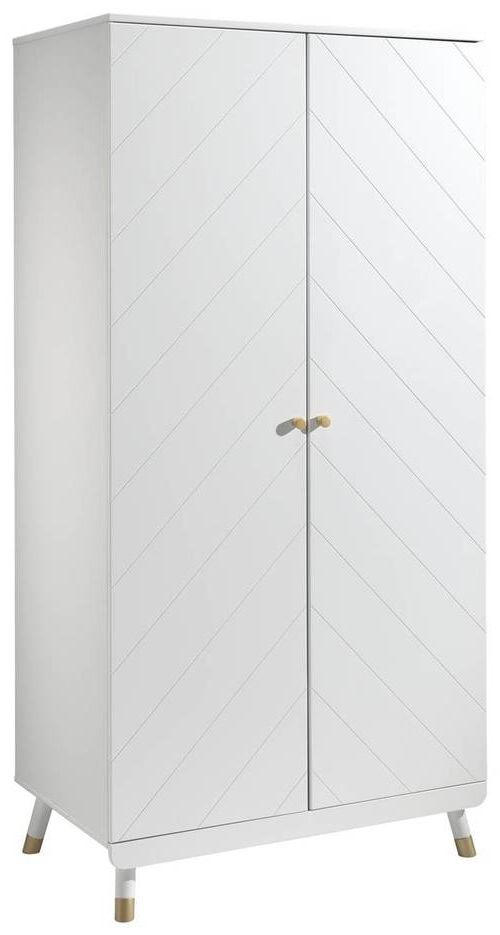 DREHTÜRENSCHRANK 2-türig Weiß  - Goldfarben/Weiß, MODERN, Holzwerkstoff/Kunststoff (100/200/59cm) - MID.YOU