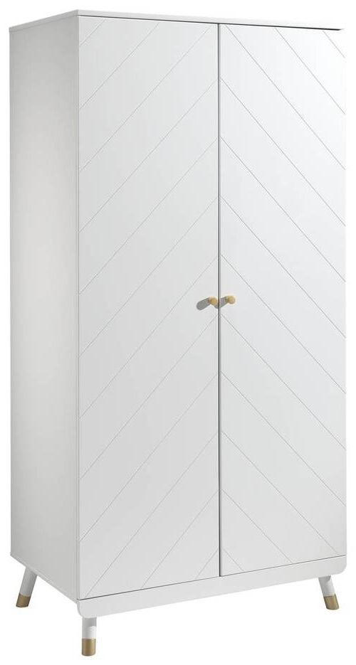 DREHTÜRENSCHRANK 2-türig Weiß - Goldfarben/Weiß, MODERN, Holzwerkstoff/Kunststoff (100/200/59cm) - MID.YOU