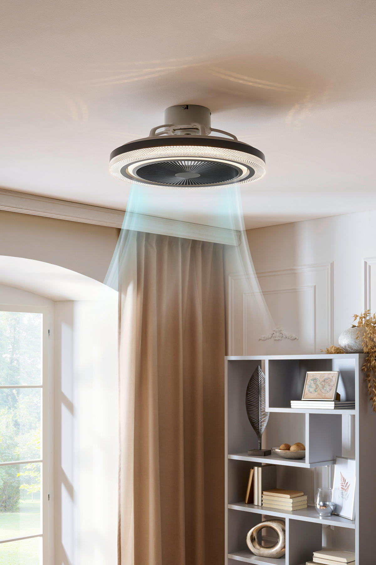 PLAFONSKI VENTILATOR   - siva/bela, Lajfstajl, metal/plastika (50/20cm) - Mican