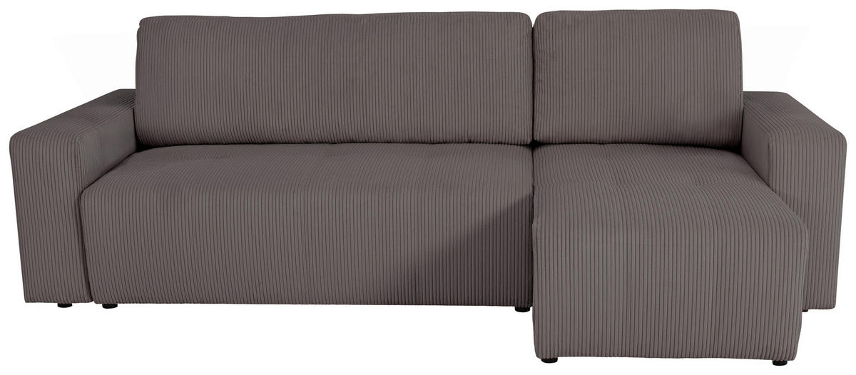 ECKSCHLAFSOFA  mit Cord Anthrazit  - Anthrazit/Schwarz, KONVENTIONELL, Textil (248/146cm) - Xora