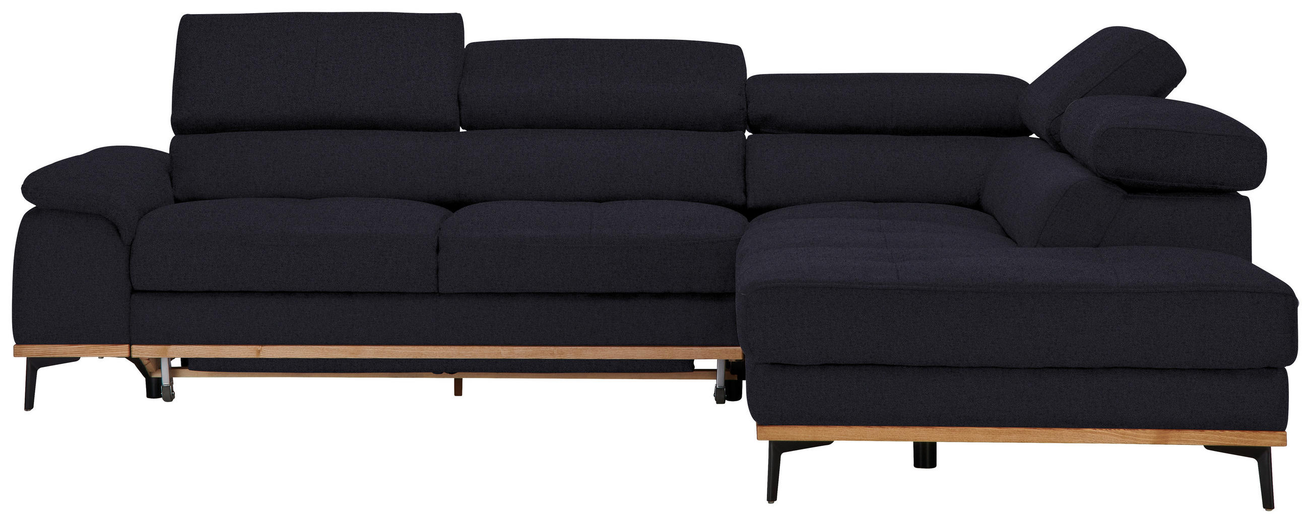 ECKSOFA Webstoff Schwarz  - Schwarz, Natur, Holz/Textil (282/226cm) - Novel