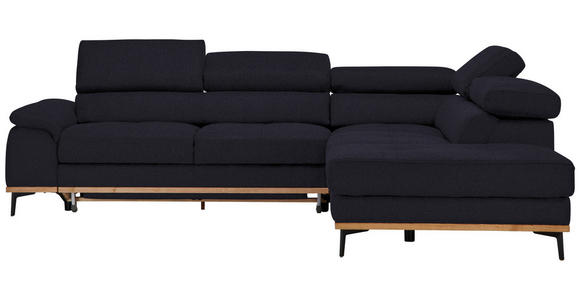 ECKSOFA  in Webstoff Schwarz Bettkasten, Schlaffunktion, Kopfteilverstellung  282/226 cm  - Schwarz, Natur, Holz/Textil (282/226cm) - Novel