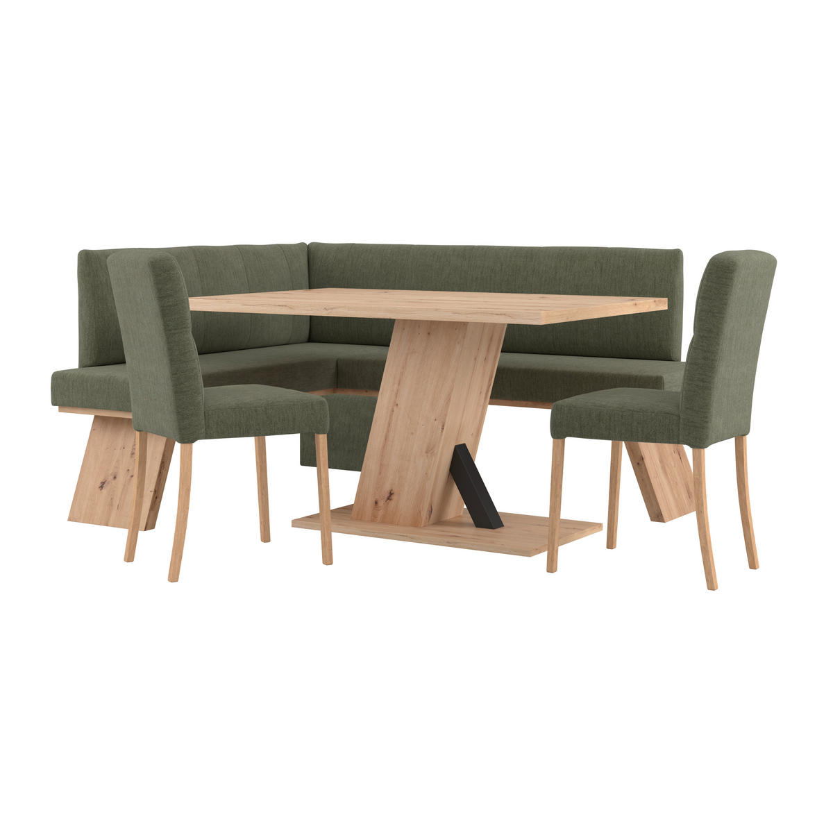 ECKBANK 150/185 cm Webstoff Grün   - Eichefarben/Grün, KONVENTIONELL, Textil (150/185cm) - Livetastic