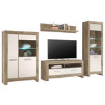 WOHNWAND  in Weiß, Eichefarben  325/197/45 cm  - Eichefarben/Silberfarben, Design, Glas/Holzwerkstoff (325/197/45cm) - Carryhome