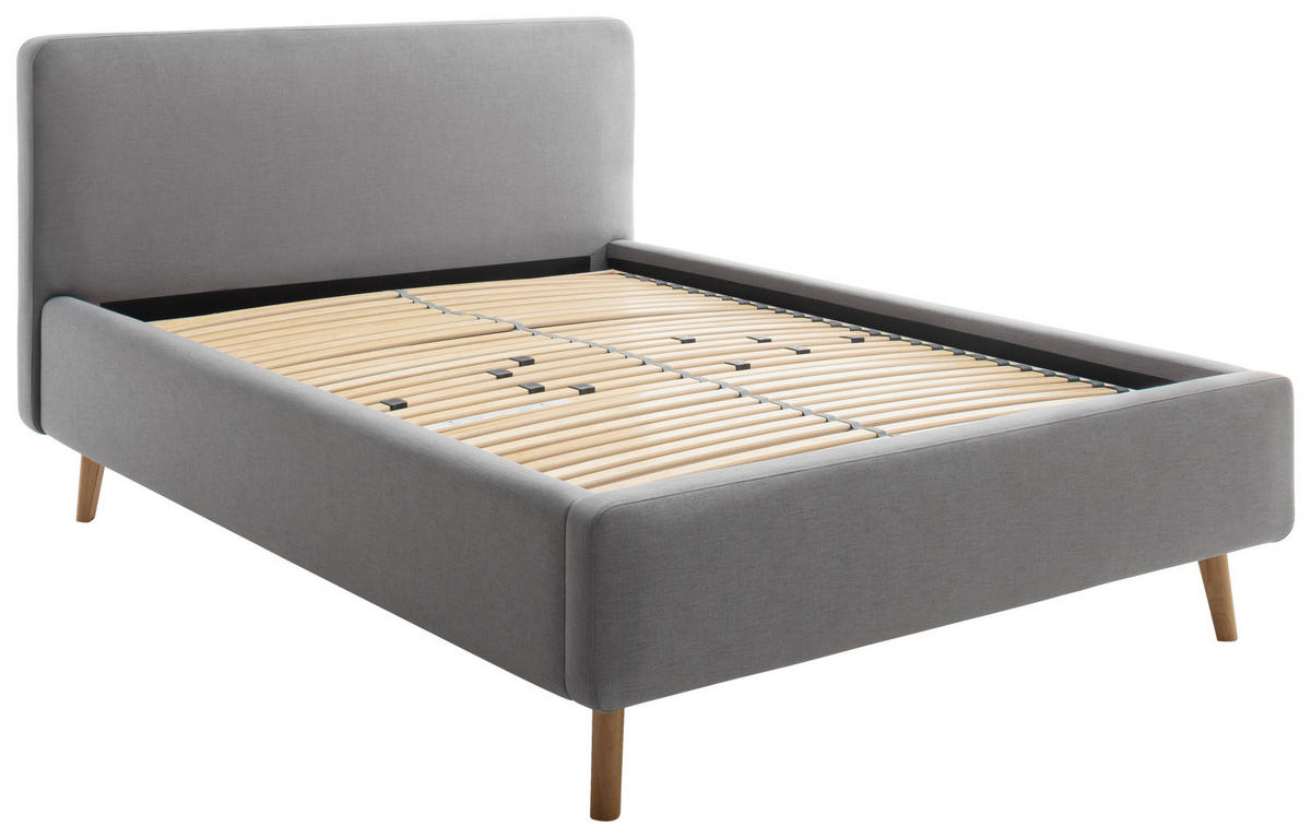 POLSTERBETT Lattenrost, Bettkasten Hellgrau 140/200 cm  - Eichefarben/Hellgrau, Design, Holz/Textil (140/200cm) - Livetastic