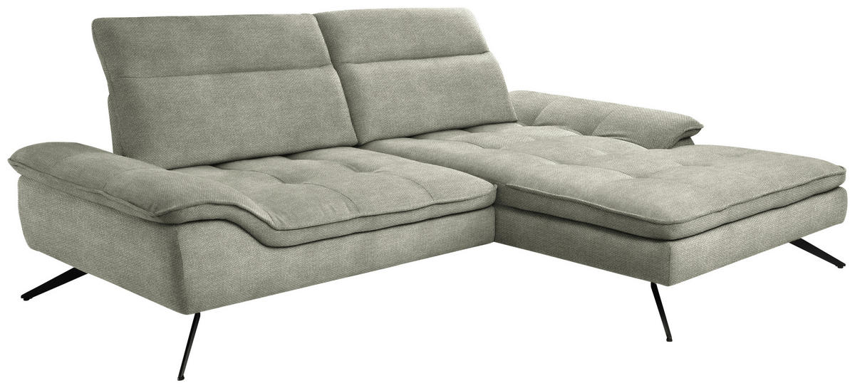 ECKSOFA in Webstoff Greige  288/179-202 cm  - Greige/Schwarz, Design, Textil/Metall (288/179-202cm) - Stylife
