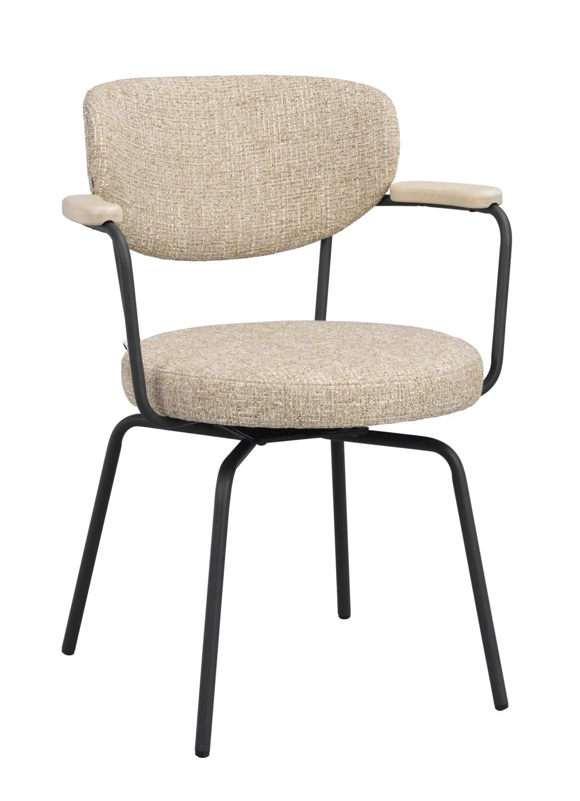 STOL MED ARMSTÖD  stapelbar, 360° vridbar sits   - beige/svart, Klassisk, metall/trä (62/81/60cm) - Rowico