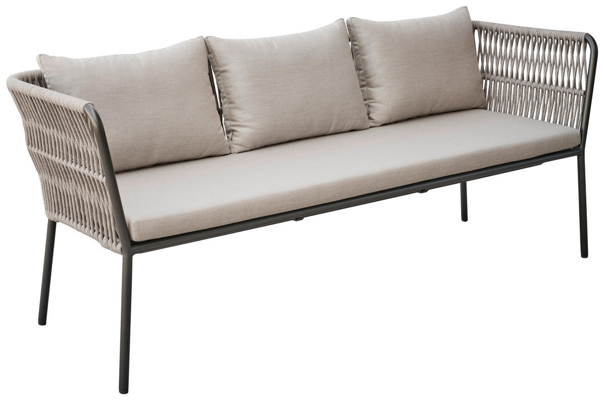 DINING-LOUNGESET Aluminium  - Anthrazit/Graubraun, Basics, Textil/Metall - Stern