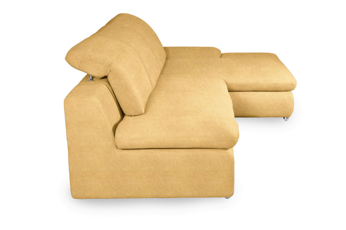 ECKSOFA in Chenille Gelb  - Chromfarben/Gelb, Design, Textil/Metall (286/165cm) - Livetastic
