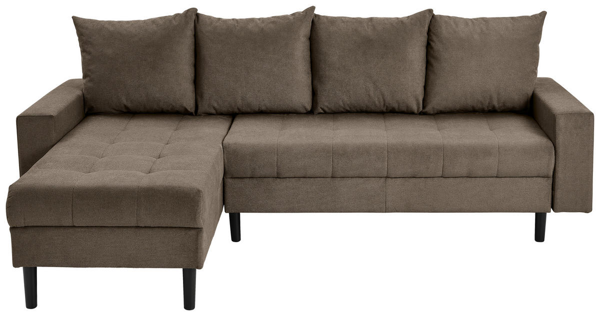 ECKSOFA in Webstoff Braun  - Schwarz/Braun, Konventionell, Kunststoff/Textil (157/231cm) - P & B