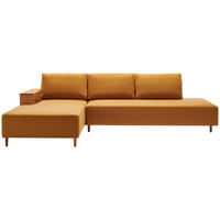 ECKSOFA in Flachgewebe Gelb  - Eichefarben/Gelb, Design, Holz/Textil (190/307cm) - Joka