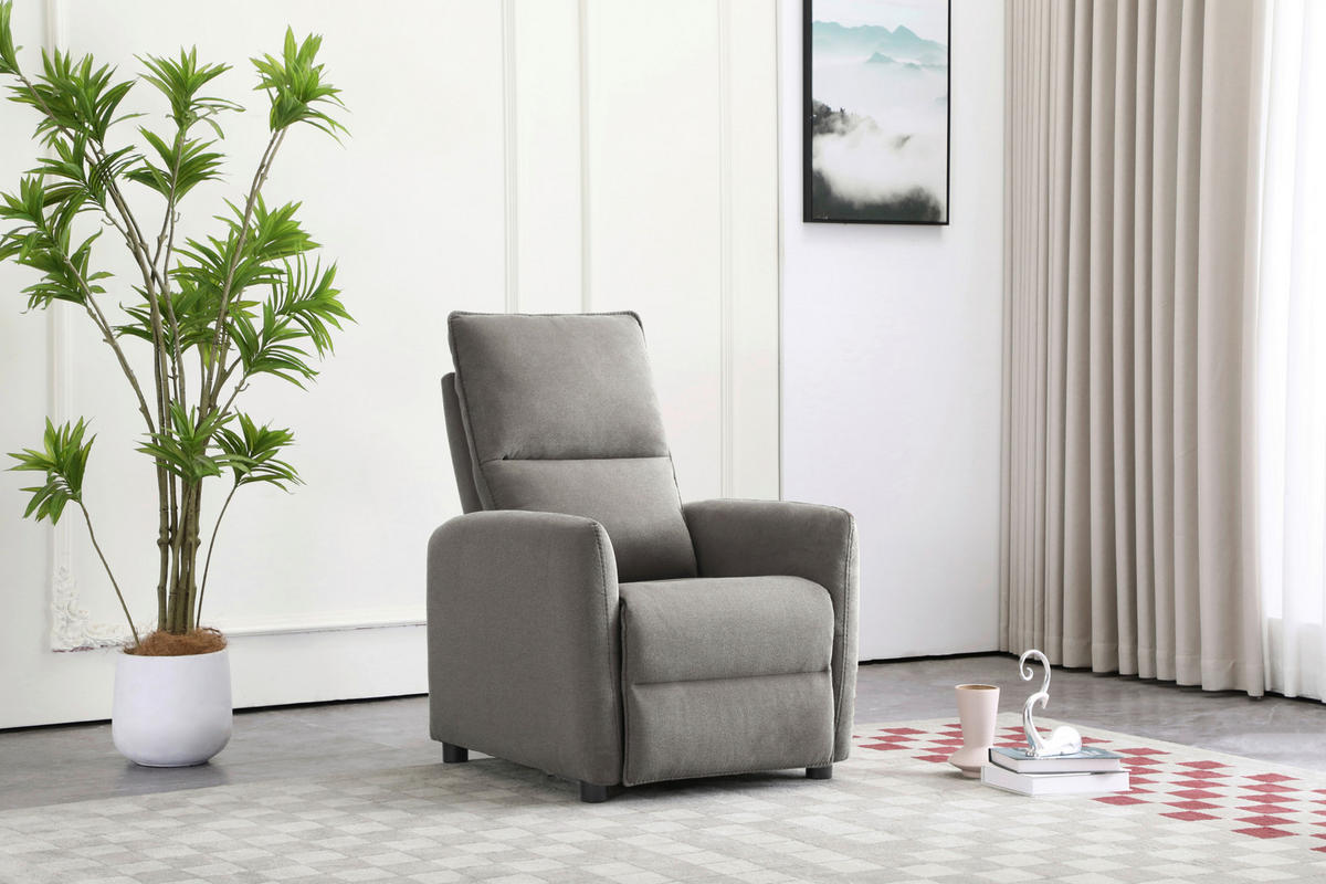 Fotoliu Pentru Televizor din lemn, metal, plastic, textil, gri deschis - gri deschis/negru, Konventionell, plastic/lemn (74/101/95cm) - Carryhome