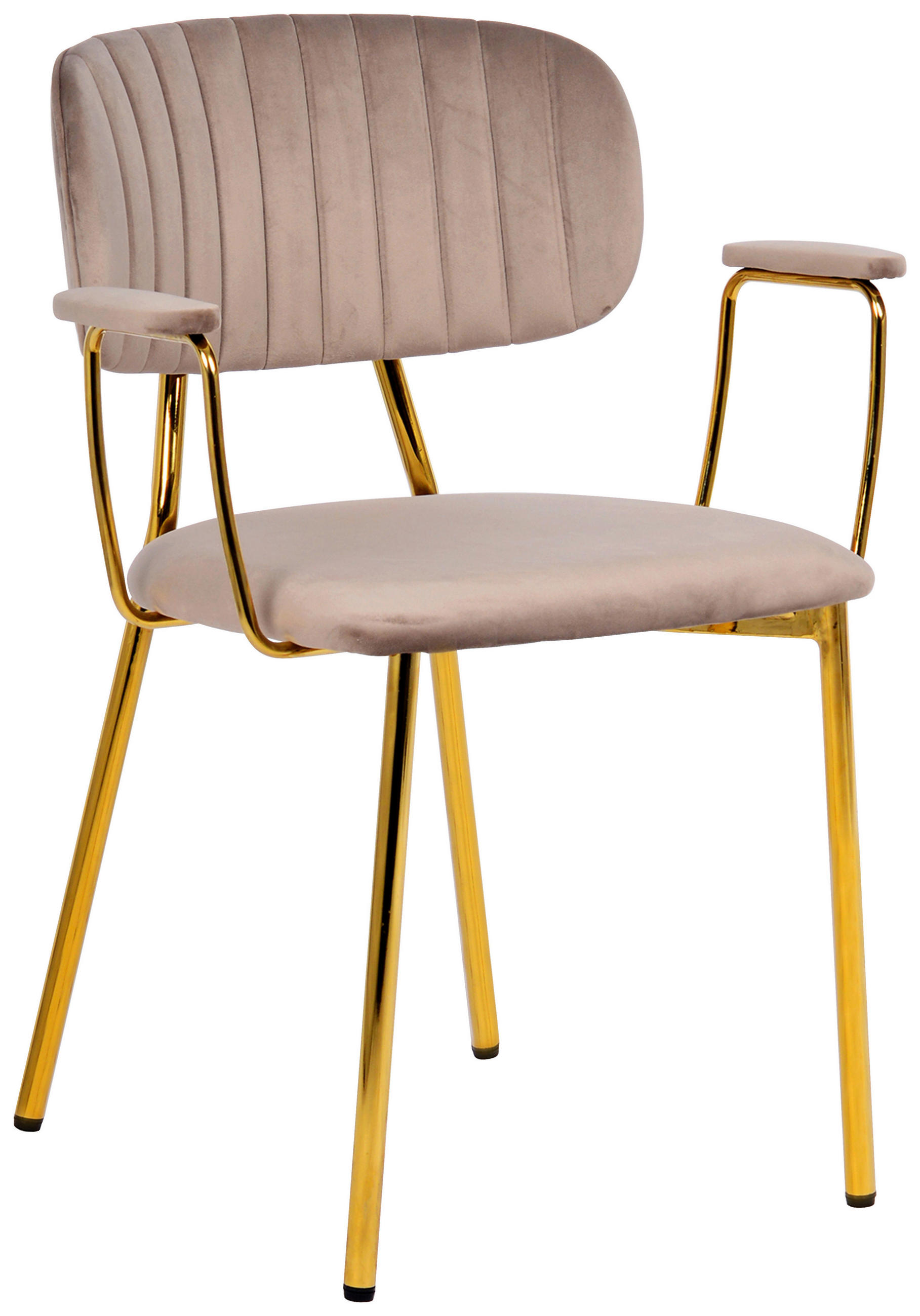 ARMLEHNSTUHL-SET 2 Stück  in Samt  - Taupe/Goldfarben, MODERN, Textil/Metall (63/80/51cm) - Kayoom