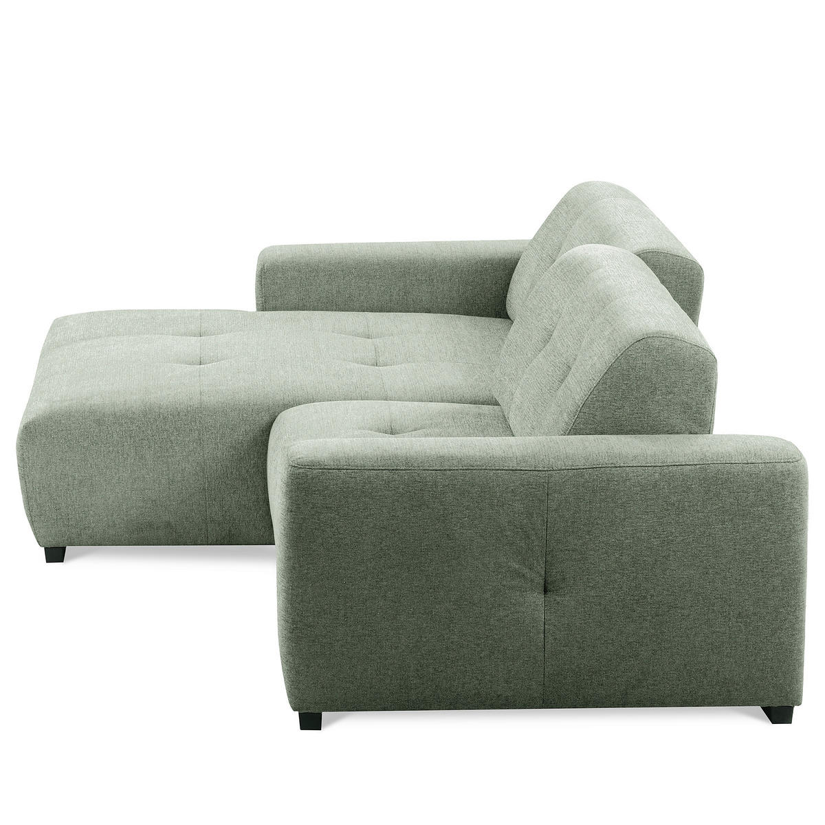 ECKSOFA AUSTIN Salbeigrün Flachgewebe Sitztiefenverstellung  - Salbeigrün/Schwarz, Design, Kunststoff/Textil (169/286cm) - Livetastic