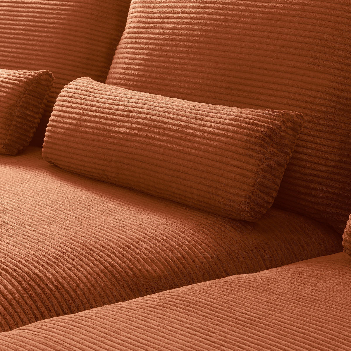 ECKSOFA Kupferfarben Cord Nierenkissen, Rückenkissen  - Schwarz/Kupferfarben, Design, Textil/Metall (313/172cm) - P & B