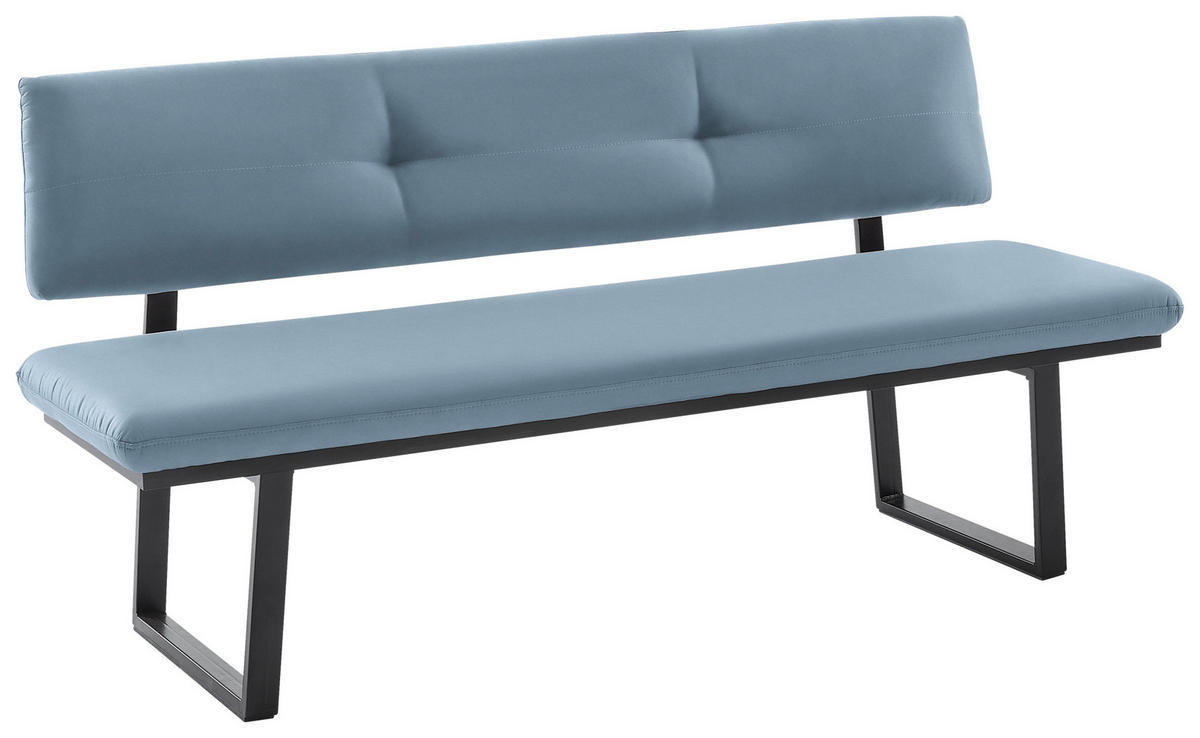 SITZBANK 180/86/60 cm  in Schwarz, Hellblau  - Schwarz/Hellblau, MODERN, Textil/Metall (180/86/60cm) - Cantus