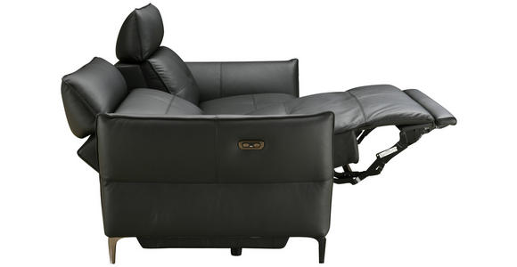 2-SITZER-SOFA  in Echtleder Schwarz   - Schwarz, Design, Leder/Metall (191/98/101cm) - Novel
