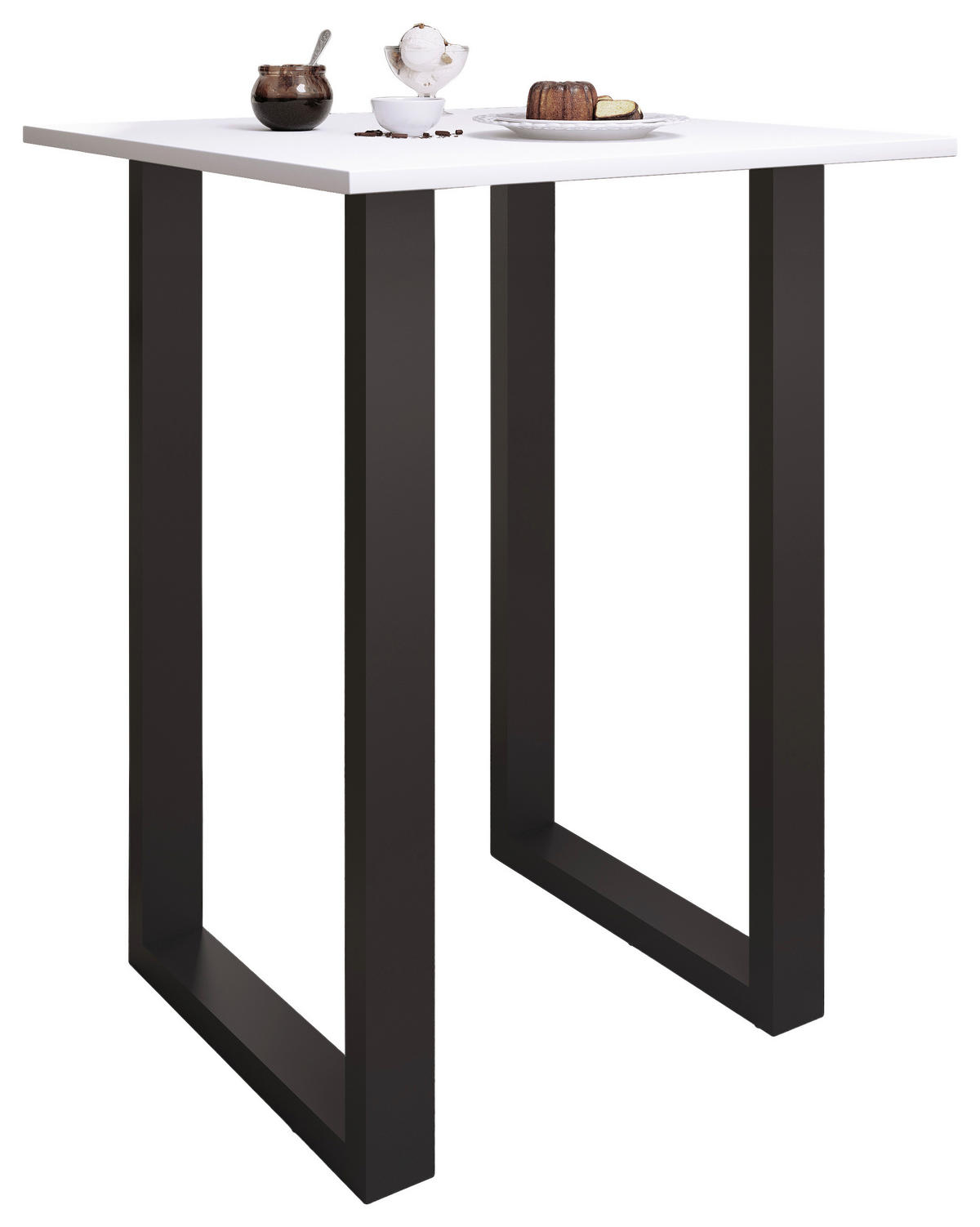 BARBORD i metall, trämaterial  80/80/102 cm  - vit/silver, Klassisk, metall/trämaterial (80/80/102cm)