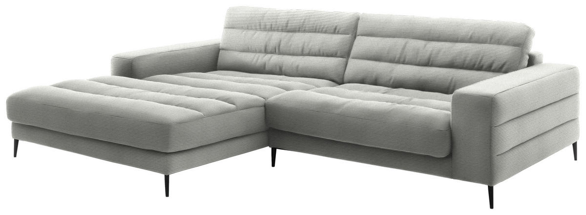 ECKSOFA in Cord Hellgrau  - Hellgrau/Schwarz, Design, Textil/Metall (207/296cm) - Dieter Knoll