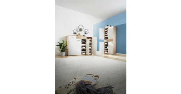 SCHUHSCHRANK 90/195/35 cm - Eichefarben/Silberfarben, Design, Holzwerkstoff/Kunststoff (90/195/35cm) - Xora