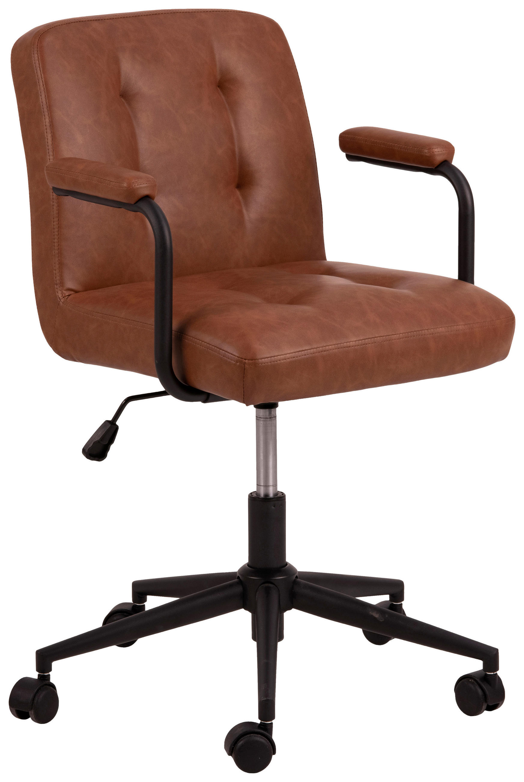 DREHSTUHL Lederlook Braun, Schwarz, Cognac  - Cognac/Schwarz, KONVENTIONELL, Textil/Metall (57/77,5/59cm) - MID.YOU