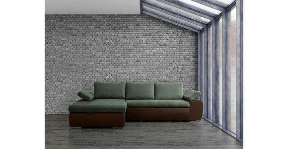 ECKSOFA in Flachgewebe Braun, Olivgrün 175/271 cm - Braun/Olivgrün, Design, Kunststoff/Textil (175/271cm) - Xora