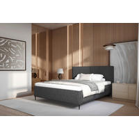 POLSTERBETT 140/200 cm,  in Anthrazit, gepolstertes Kopfteil, Lattenrost, Bettkasten,  - Anthrazit/Schwarz, MODERN, Holz/Textil (140/200cm) - MID.YOU