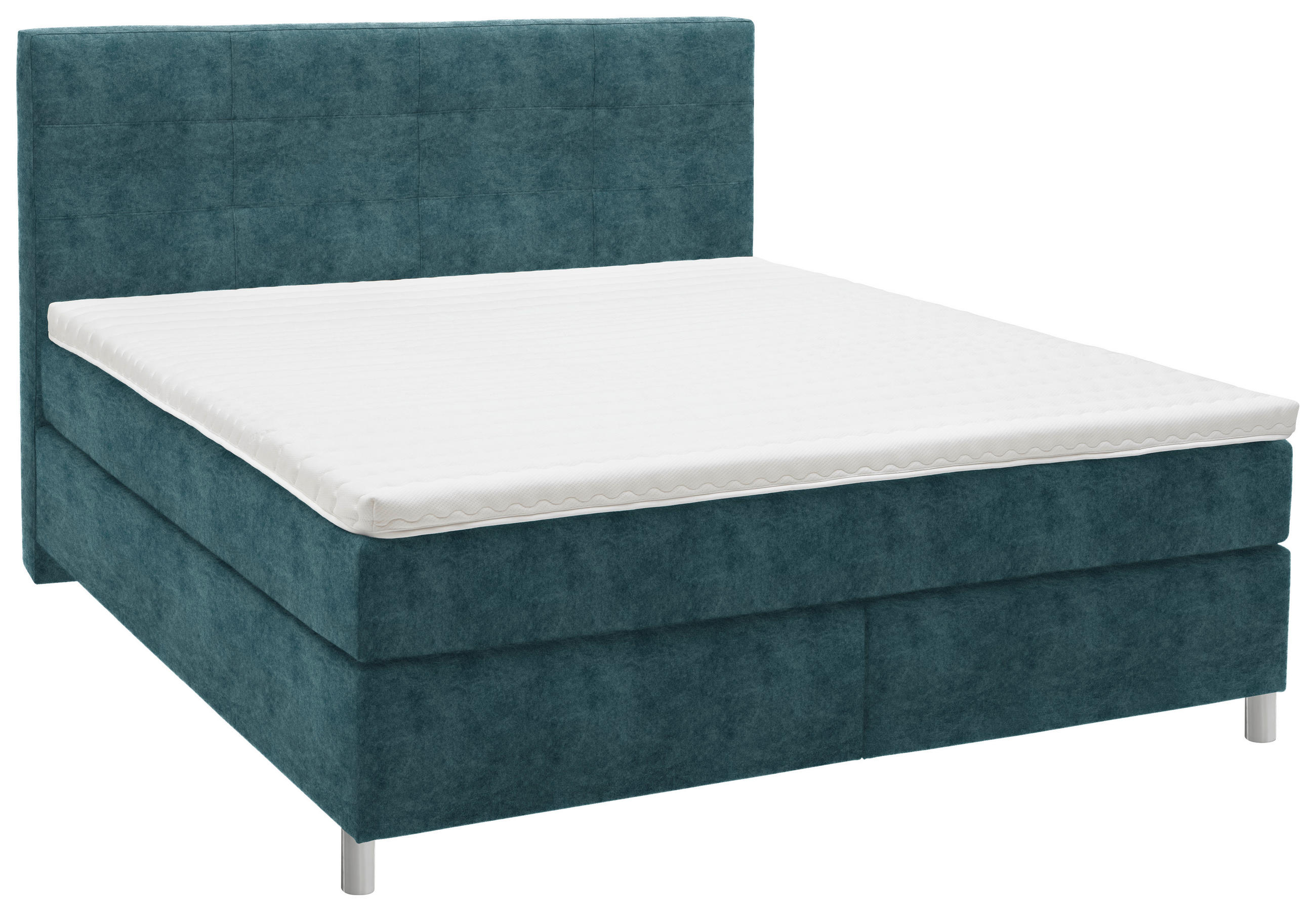 BOXSPRINGBETT 160/200 cm  in Blau  - Chromfarben/Blau, KONVENTIONELL, Kunststoff/Textil (160/200cm) - Voleo