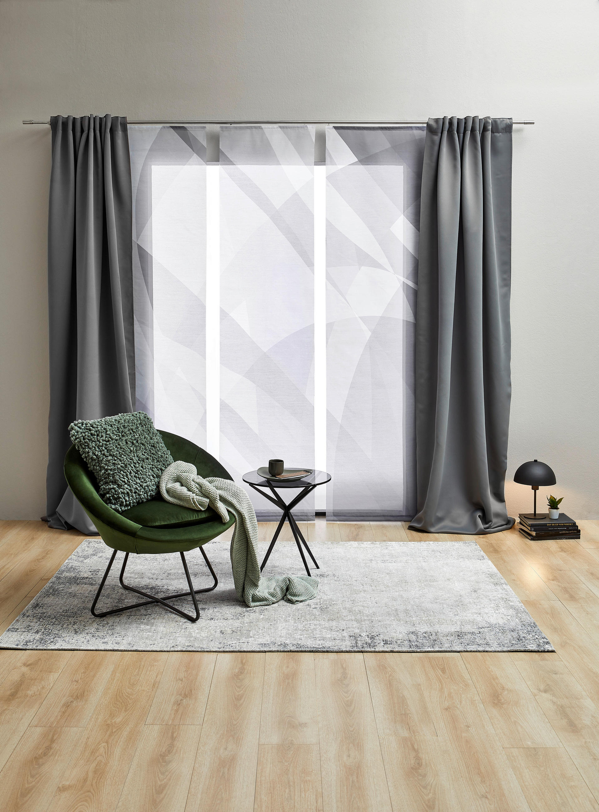PANELGARDIN  - silver/antracit, Design, textil (60/245cm) - Novel