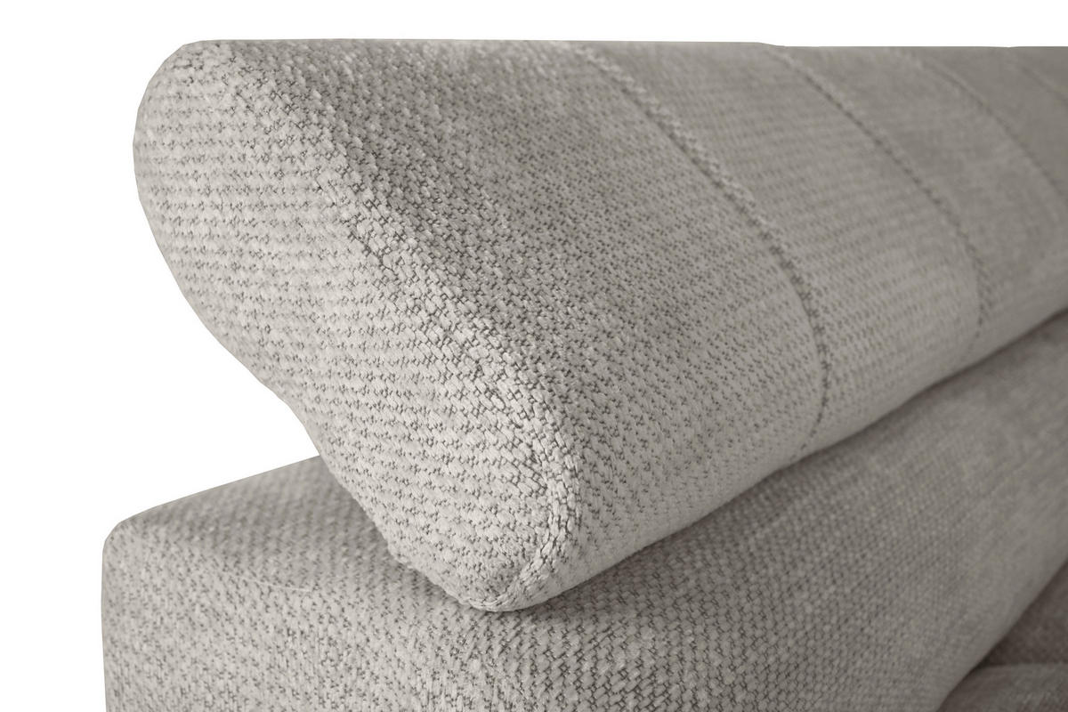 ECKSOFA VOLF Hellgrau Flachgewebe  - Hellgrau/Schwarz, Trend, Kunststoff/Textil (203/261cm) - Livetastic