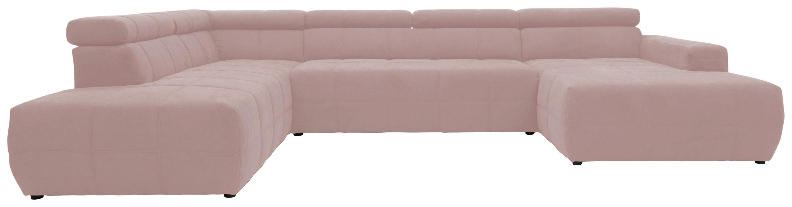 WOHNLANDSCHAFT Rosa Mikrofaser - Schwarz/Rosa, Design, Kunststoff/Textil (228/359/175cm) - MID.YOU