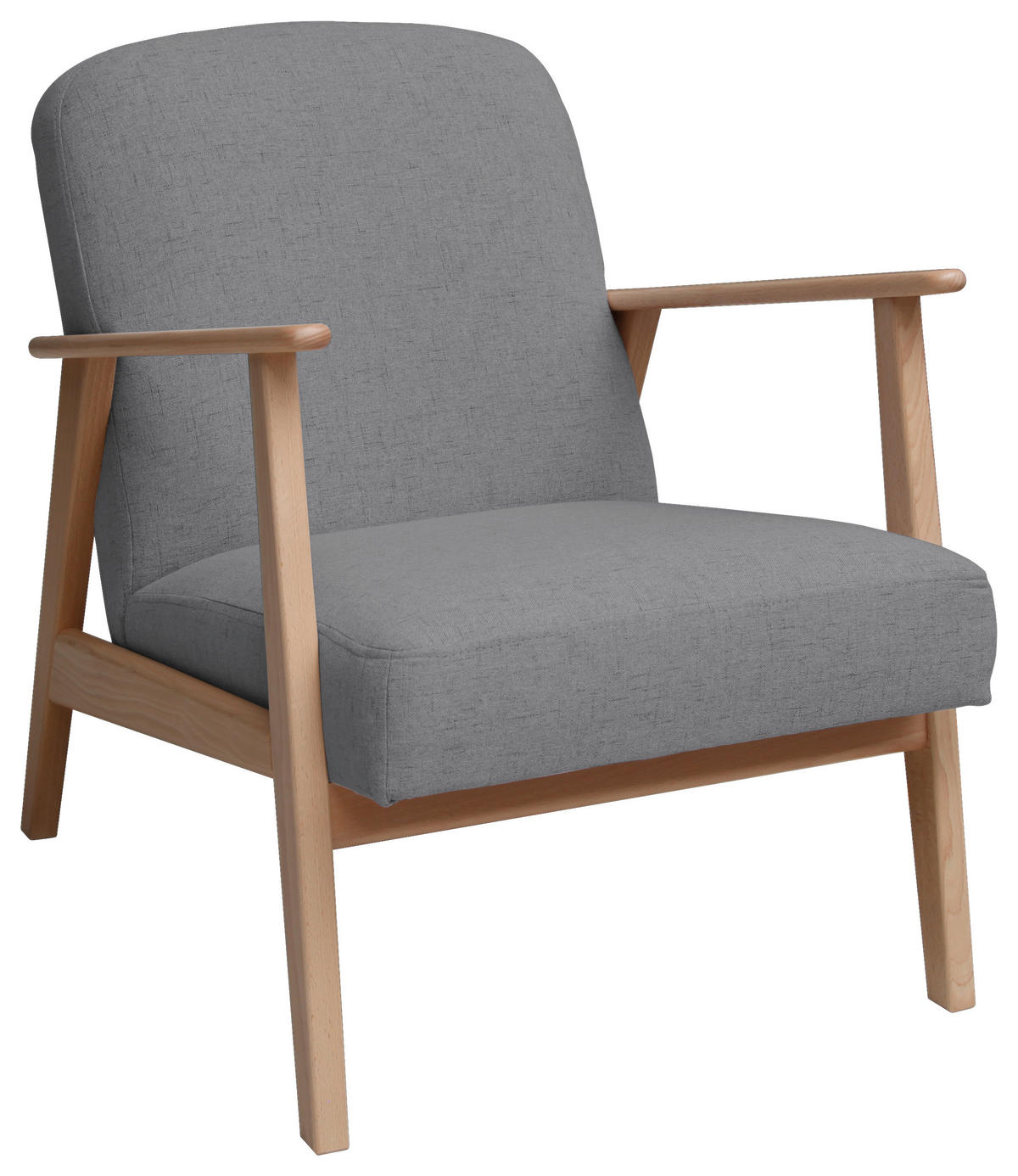 SESSEL Webstoff Grau  - Buchefarben/Grau, Modern, Holz/Textil (63/78/78cm) - Livetastic