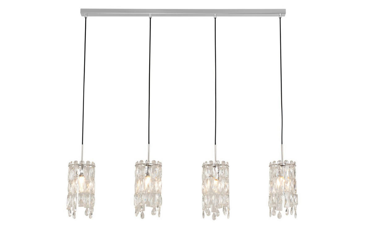 HÄNGELEUCHTE 118/14/150 cm  - Chromfarben/Transparent, Design, Glas/Metall (118/14/150cm) - Glandor
