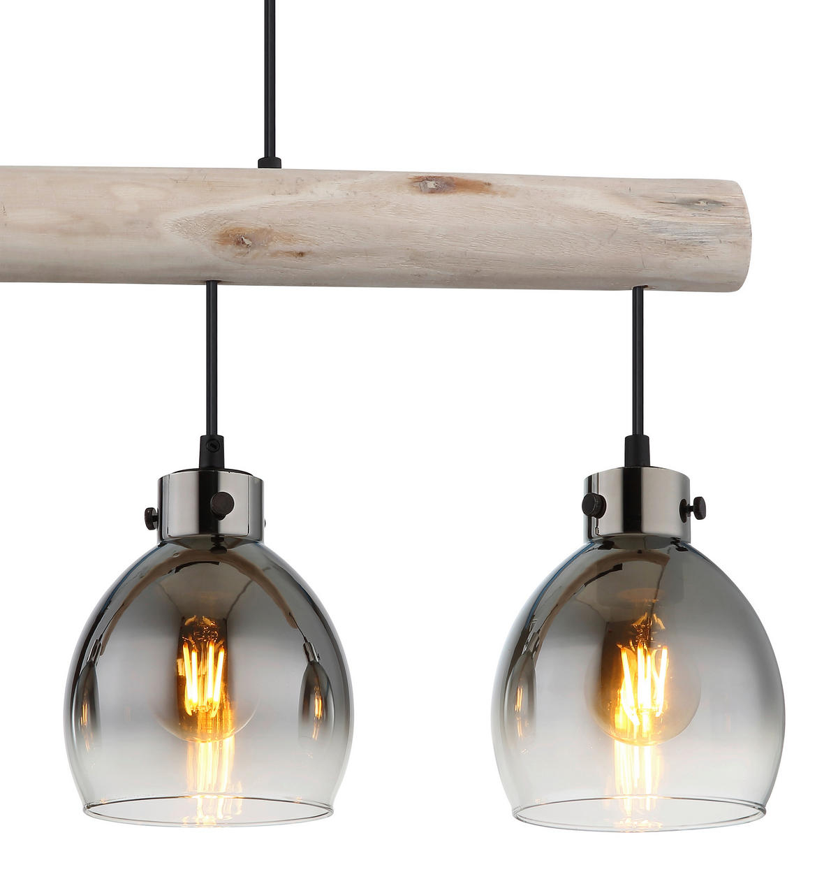 HÄNGELEUCHTE 82,5/15/140 cm    - Schwarz/Naturfarben, Natur, Glas/Holz (82,5/15/140cm) - Globo