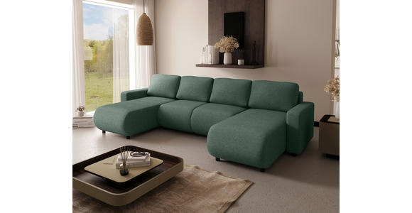 WOHNLANDSCHAFT Grün Webstoff  - Schwarz/Grün, MODERN, Kunststoff/Textil (150/312/150cm) - Xora