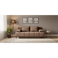 SCHLAFSOFA BOBBIO PLUS Velours Braun  inkl. Rückenkissen, Armlehnenkissen, Stauraum  - Schwarz/Braun, Design, Textil/Metall (204/90/95cm) - MID.YOU