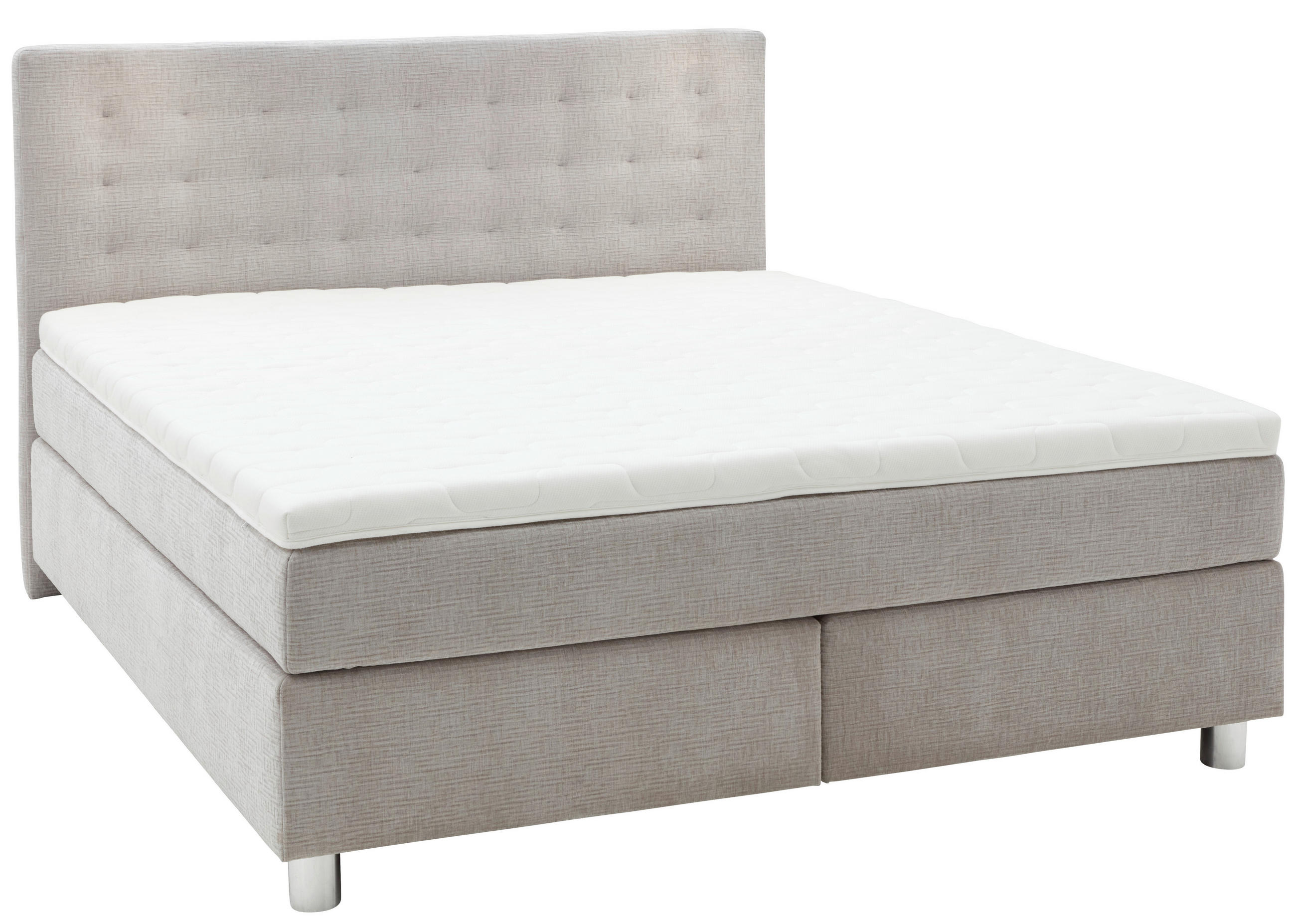 BOXSPRINGBETT 180/200 cm  in Hellgrau  - Chromfarben/Hellgrau, KONVENTIONELL, Kunststoff/Textil (180/200cm) - Voleo