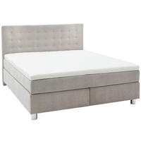 BOXSPRINGBETT 180/200 cm  in Hellgrau  - Chromfarben/Hellgrau, Konventionell, Kunststoff/Textil (180/200cm) - Voleo