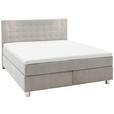 BOXSPRINGBETT 180/200 cm  in Hellgrau  - Chromfarben/Hellgrau, KONVENTIONELL, Kunststoff/Textil (180/200cm) - Voleo