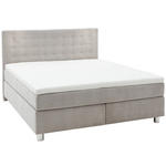 BOXSPRINGBETT 180/200 cm  in Hellgrau  - Chromfarben/Hellgrau, KONVENTIONELL, Kunststoff/Textil (180/200cm) - Voleo