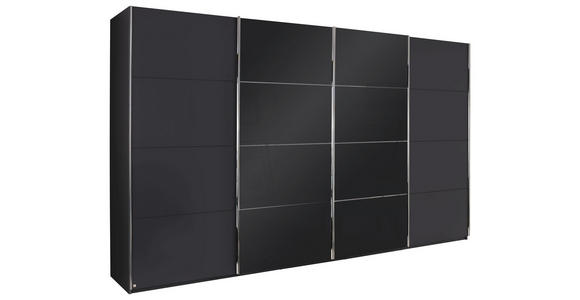 SCHWEBETÜRENSCHRANK 271/223/68 cm 4-türig Graphitfarben, Schwarz - Chromfarben/Graphitfarben, KONVENTIONELL, Glas/Holzwerkstoff (271/223/68cm) - Novel