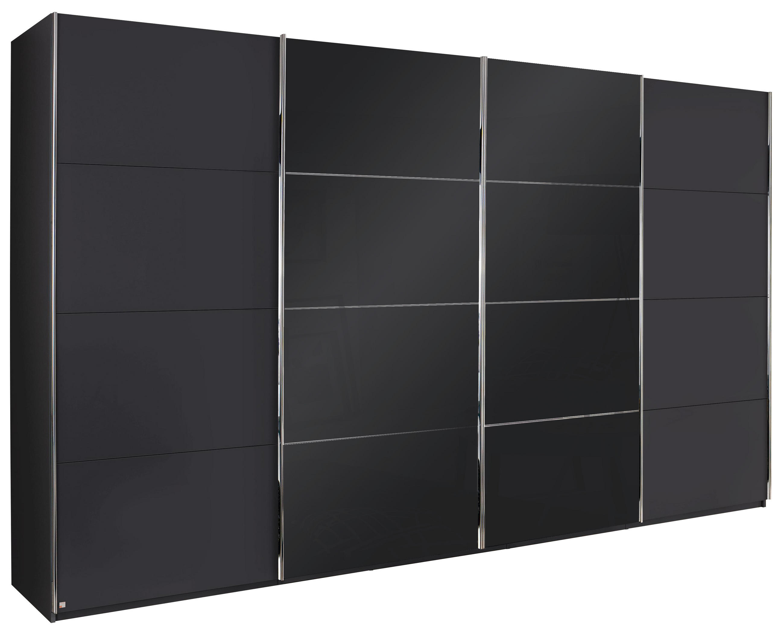 SCHWEBETÜRENSCHRANK in Graphitfarben, Schwarz  - Chromfarben/Graphitfarben, Konventionell, Glas/Holzwerkstoff (315/235/68cm) - Novel