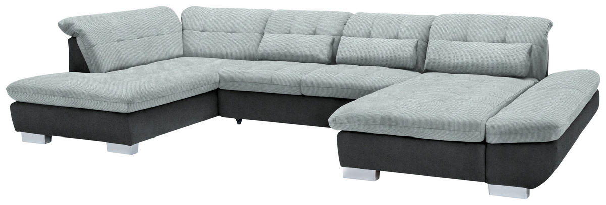 WOHNLANDSCHAFT in Mikrofaser Platinfarben  - Platinfarben/Chromfarben, Design, Kunststoff/Textil (211/350/204cm) - Xora