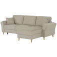 ECKSOFA in Flachgewebe Taupe  - Taupe/Eichefarben, KONVENTIONELL, Holz/Textil (265/159cm) - Carryhome