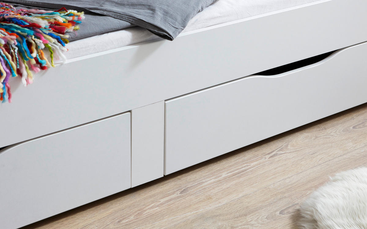 AUSZIEHBETT 90-180/200 cm Weiss  - Weiss/Buchefarben, Konventionell, Holzwerkstoff (90-180/200cm) - Carryhome