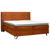 BOXSPRINGBETT 200/220 cm  in Cognac  - Cognac/Schwarz, Konventionell, Holz/Textil (200/220cm) - Sjöholm