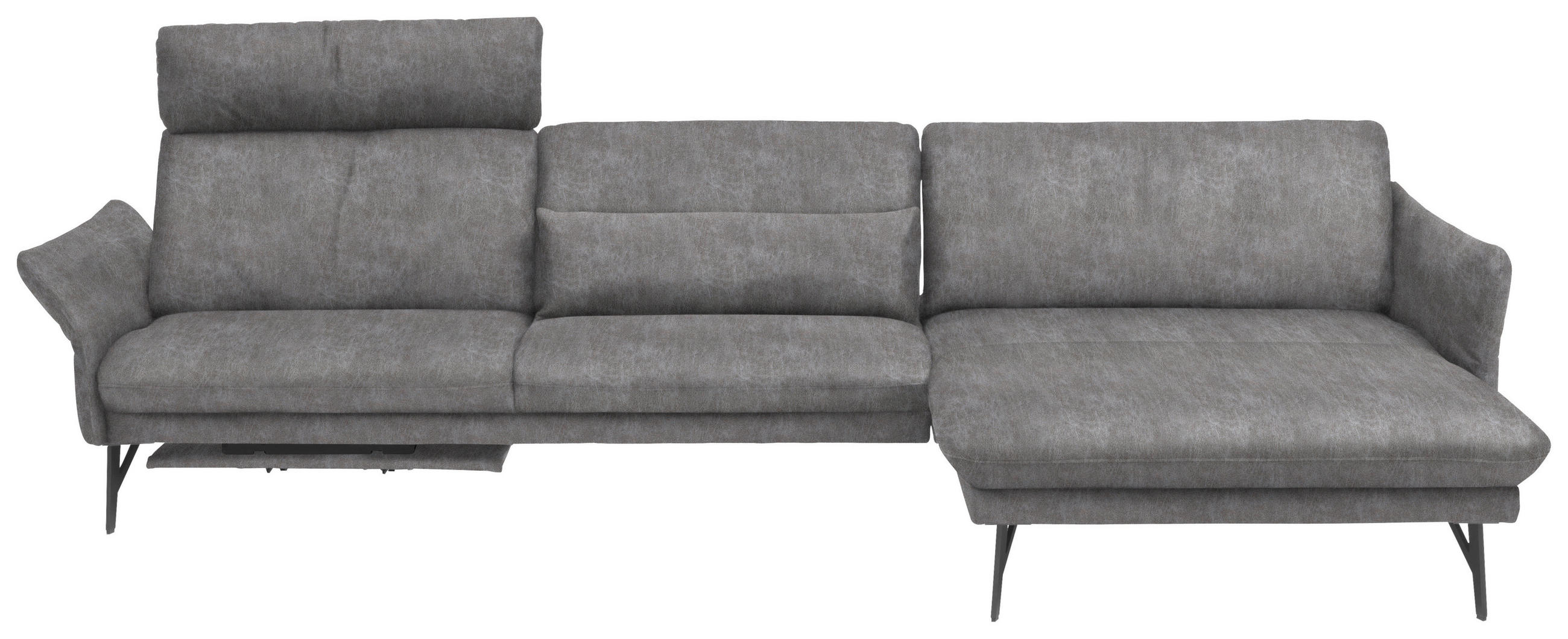 ECKSOFA in Lederlook Hellgrau  - Anthrazit/Hellgrau, Design, Textil/Metall (330/174cm) - Himolla