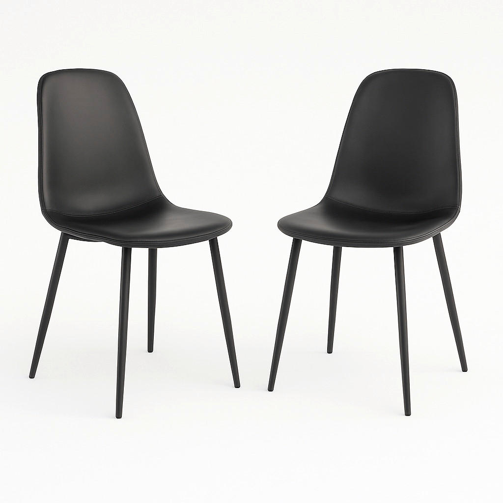 STUHL-SET 2 Stück  Lederlook  Schwarz  - Schwarz, MODERN, Textil/Metall (44/86/54cm) - MID.YOU