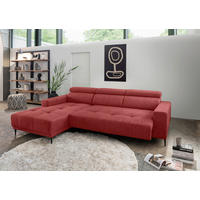 ECKSOFA Rot Chenille  - Rot/Schwarz, KONVENTIONELL, Textil/Metall (188/276cm) - Livetastic